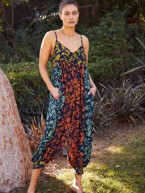 Anthropologie Floral Flowy Jumpsuit